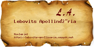 Lebovits Apollinária névjegykártya
